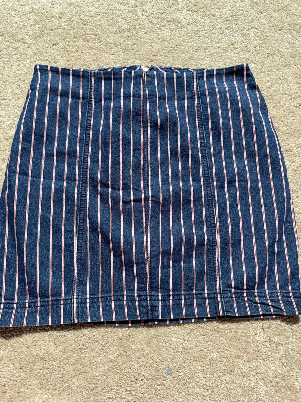 Altar’d State Denim White Stripped Mini Skirt – Size Small